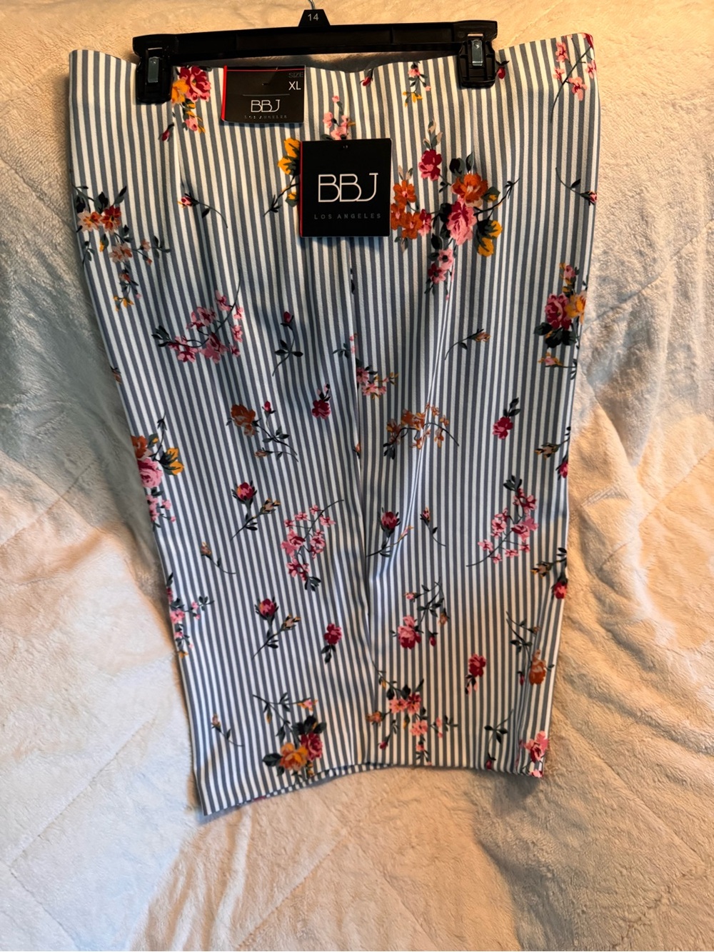 BBJ Los Angeles Blue Stripe Floral Pencil Skirt